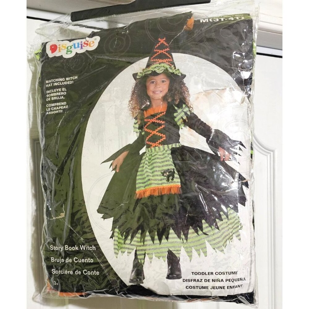 Story Book Witch Costume Toddler Girl 3T-4T Pretty Dress Hat Green Halloween NEW